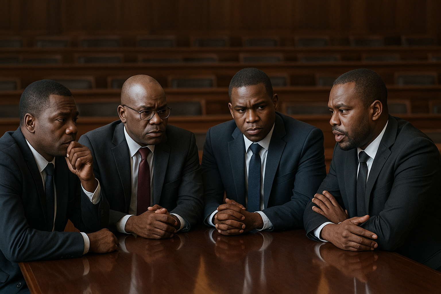 Membres du CND avec drapeaux haïtiens